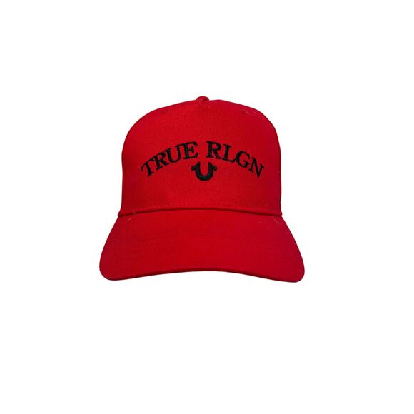 True Religion Snap Back Red & Black Logo Baseball Cap Hat - Picture 1 of 6